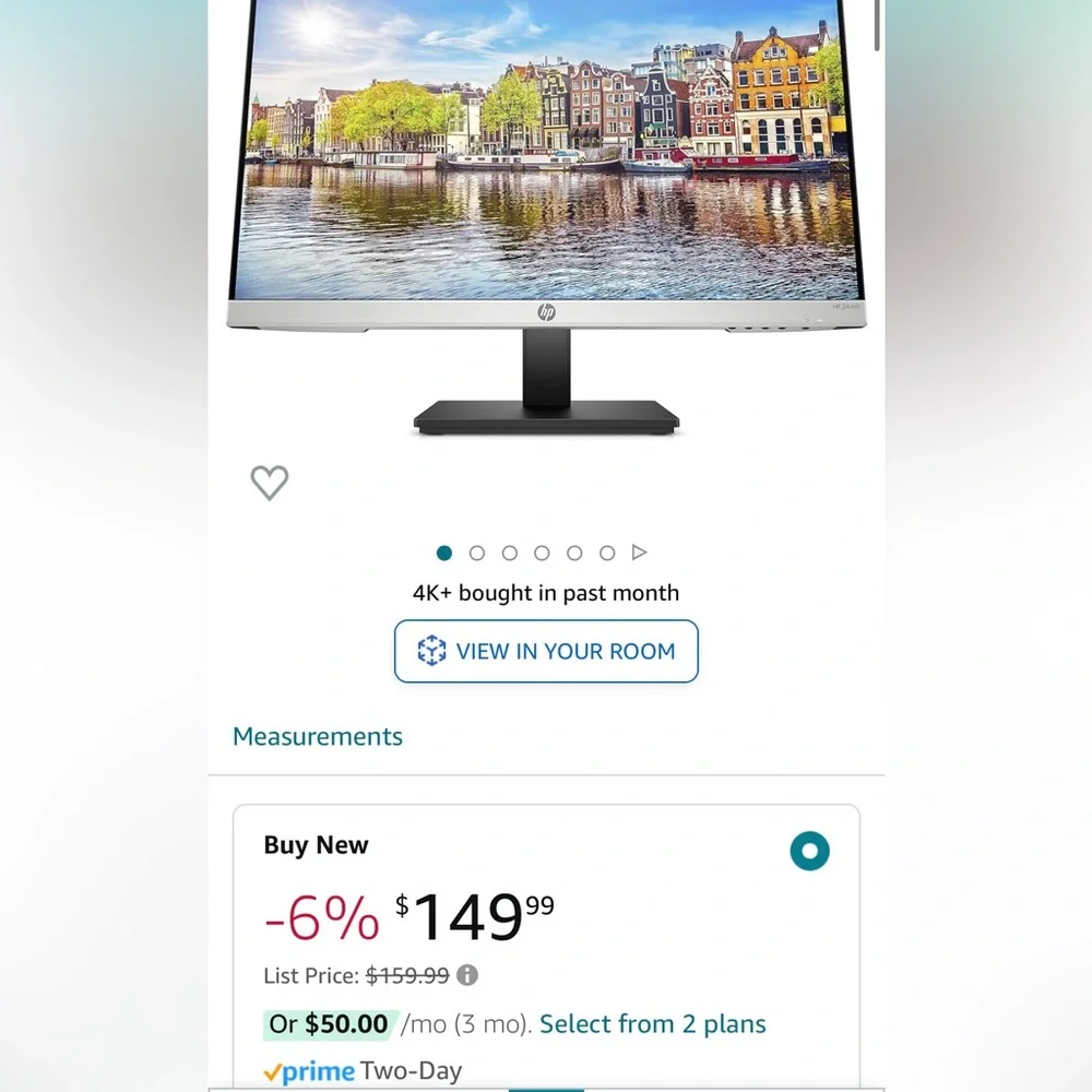 HP Computer Monitor - 23.8-Inch IPS Display (1080p) - Built-In Speakers